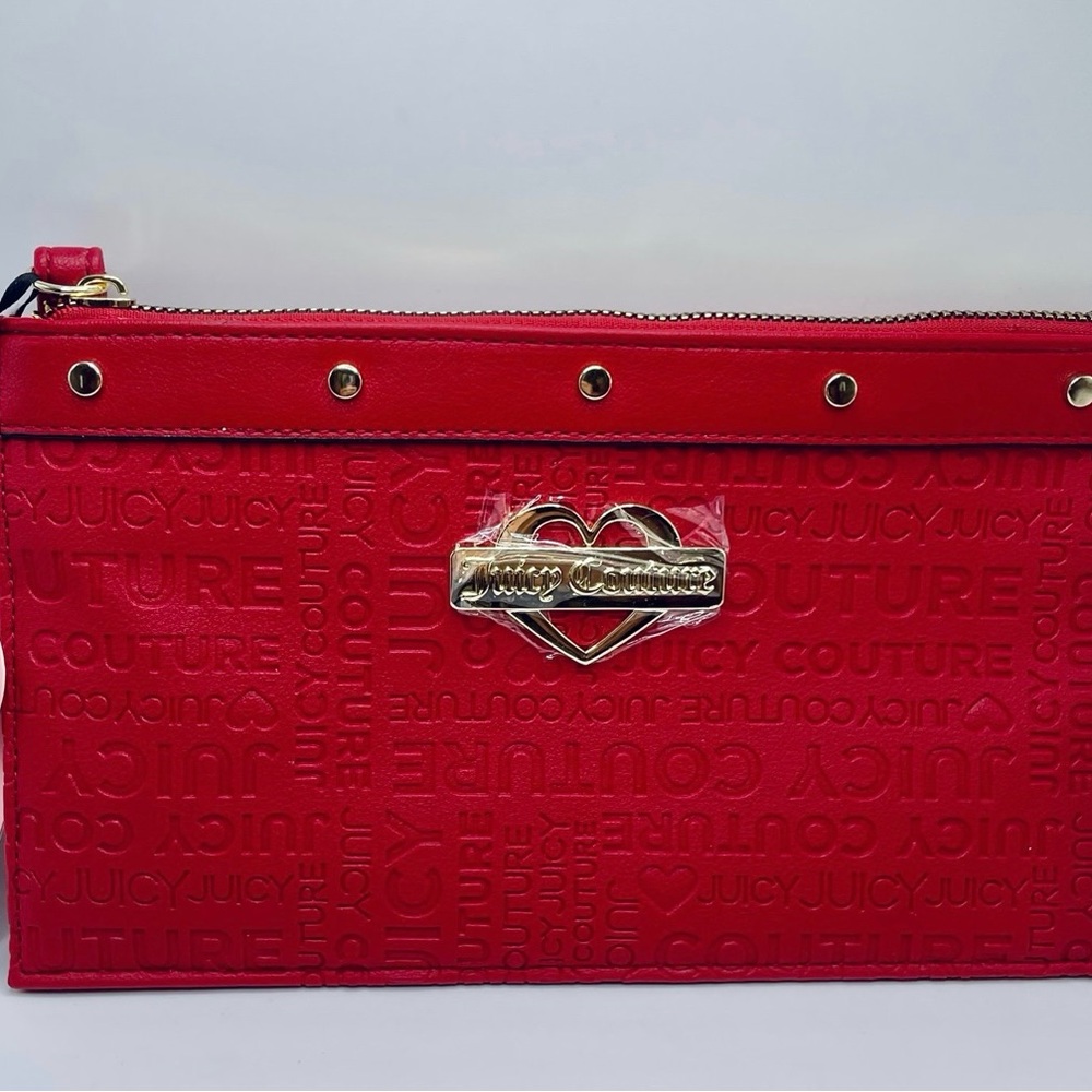 Juicy Couture Red Velvet Clutch with Silver Accents